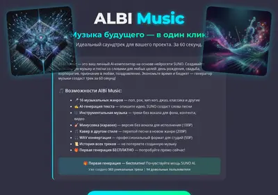 Снимок главной страницы albi-music.ru