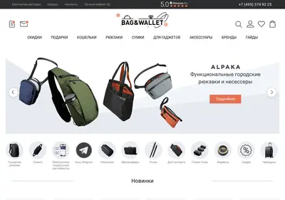 Снимок главной страницы bagandwallet.ru