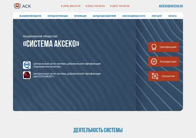 Снимок главной страницы akseko.ru