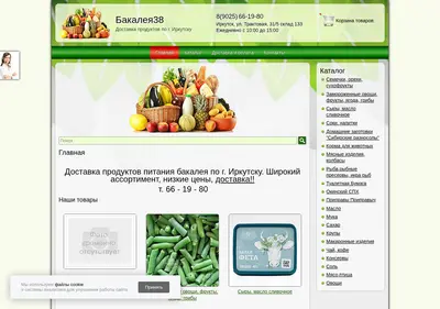 Снимок главной страницы bakaleya38.ru