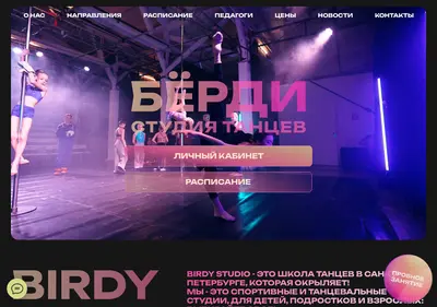 Снимок главной страницы birdydance.ru