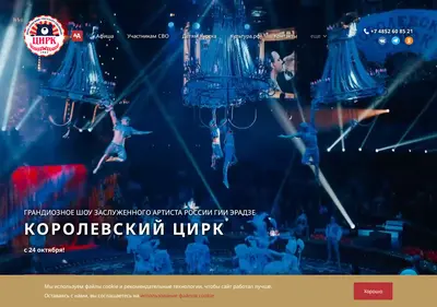 Снимок главной страницы circus-yaroslavl.ru