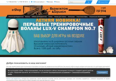Снимок главной страницы badminton-squash.ru
