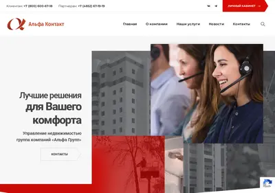 Снимок главной страницы alfakontakt.ru