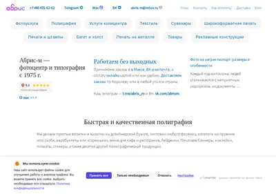 Снимок главной страницы abris-m.ru