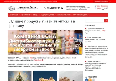 Снимок главной страницы bona-company.ru