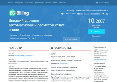Снимок главной страницы bgbilling.ru