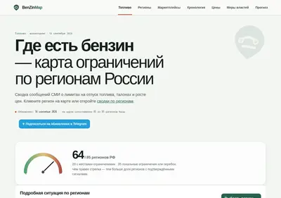 Снимок главной страницы benzinmap.ru