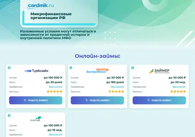 Снимок главной страницы cardmik.ru