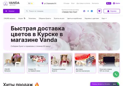 Снимок главной страницы vanda.su