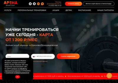 Снимок главной страницы arena-fitness.ru