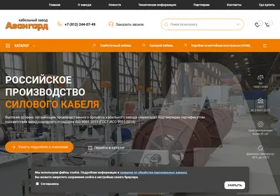 Снимок главной страницы avangard-cable.ru