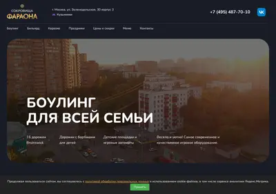 Снимок главной страницы bowling-faraon.ru