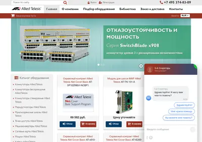 Снимок главной страницы allied-telesis.ru