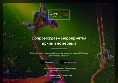 Снимок главной страницы artareaproject.ru
