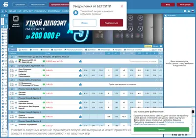 Снимок главной страницы betcity.ru
