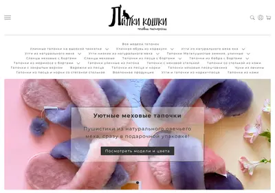 Снимок главной страницы lapki-koshki.ru