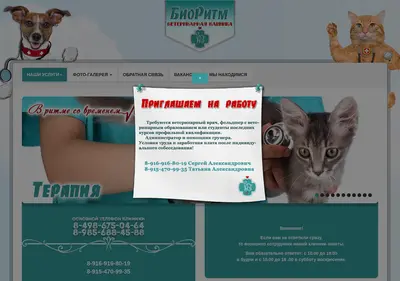 Снимок главной страницы bioritm-vet.ru