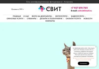 Снимок главной страницы artsvit.ru