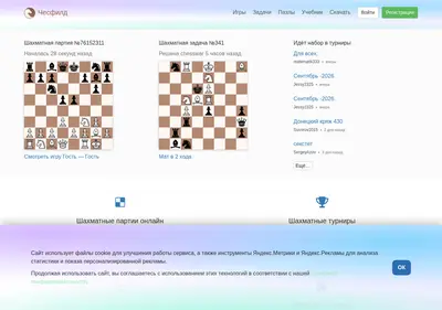 Снимок главной страницы chessfield.ru