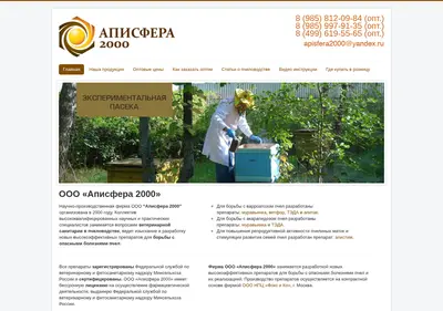 Снимок главной страницы apisfera2000.ru