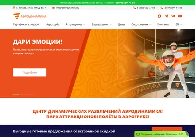 Снимок главной страницы aerodynamika.ru