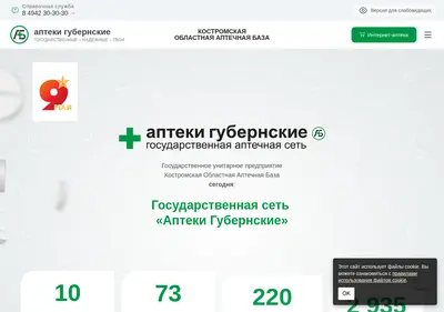 Снимок главной страницы apteki-gubernskie.ru