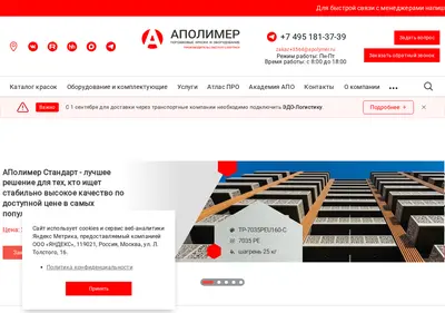 Снимок главной страницы apolymer.ru