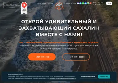 Снимок главной страницы 65tour.ru