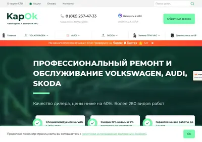 Снимок главной страницы carok-sto.ru