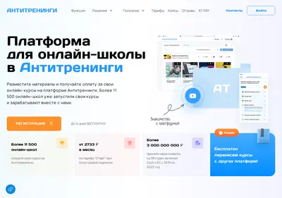 Снимок главной страницы antitreningi.ru