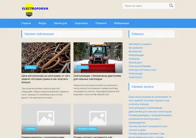 Снимок главной страницы electroforum.su