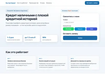Снимок главной страницы bystrokred.ru
