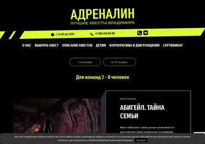 Снимок главной страницы adrenalin33.ru
