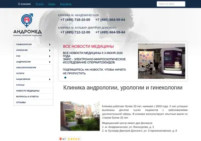 Снимок главной страницы andromedica.ru