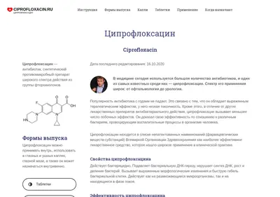 Снимок главной страницы ciprofloxacin.ru