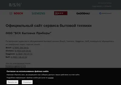 Снимок главной страницы bsh-russia.ru