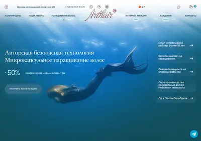 Снимок главной страницы arthair.ru