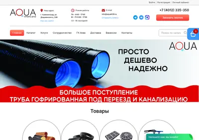 Снимок главной страницы aqualit39.ru