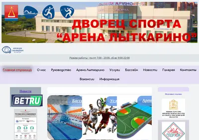 Снимок главной страницы arenalytkarino.ru