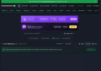 Снимок главной страницы streamsports99.su