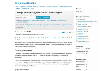 Снимок главной страницы synonyms.su