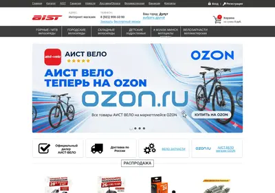 Снимок главной страницы aist-velo.ru
