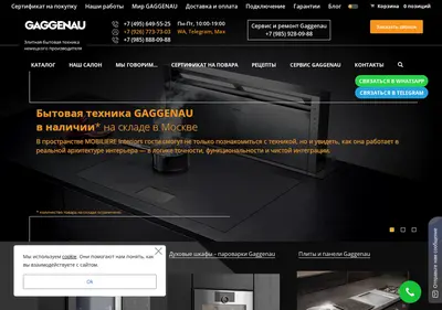 Снимок главной страницы gaggenau.su