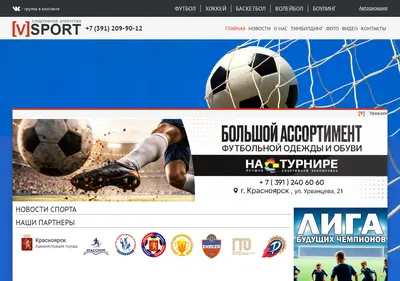 Снимок главной страницы vsport.su