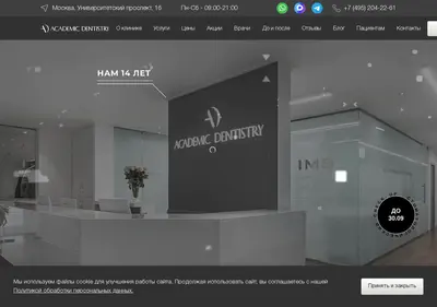 Снимок главной страницы academic-dentistry.ru