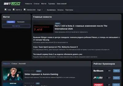 Снимок главной страницы betluck.ru