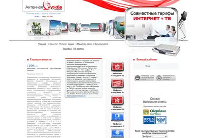 Снимок главной страницы antserv.ru