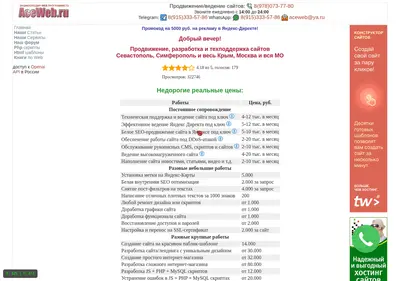 Снимок главной страницы aceweb.ru