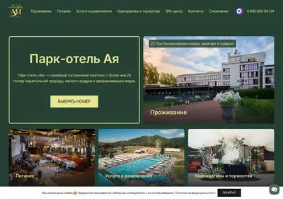Снимок главной страницы ayahotel.ru